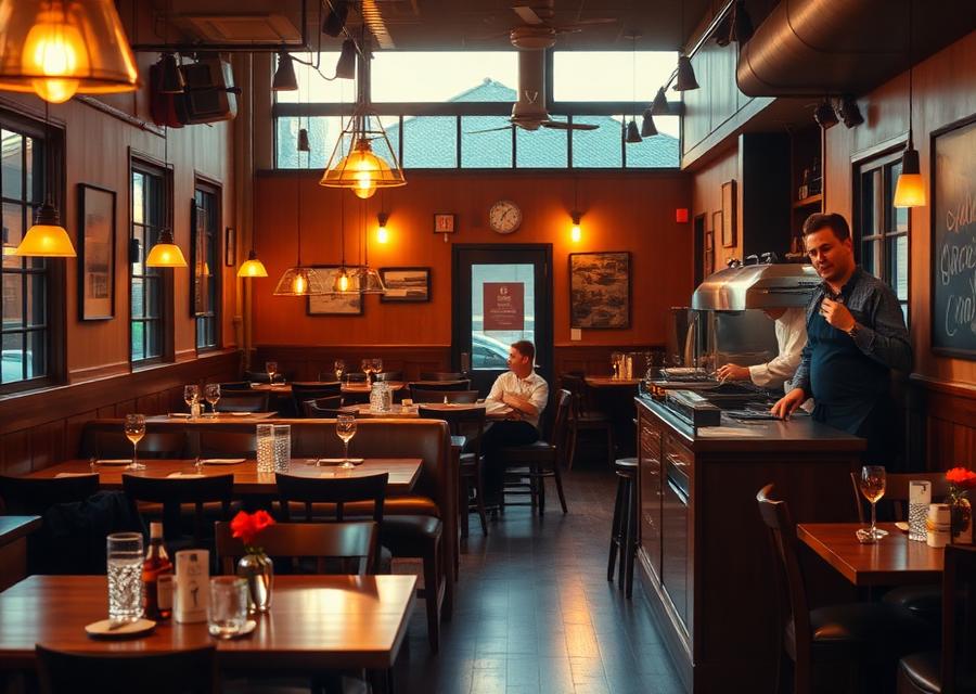 Independent restaurant dining room during service
